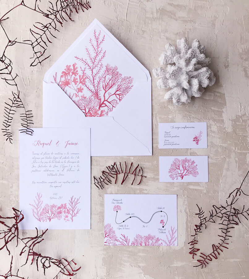 INvitaciones de boda online colección Arrecife de Coral Marmarina